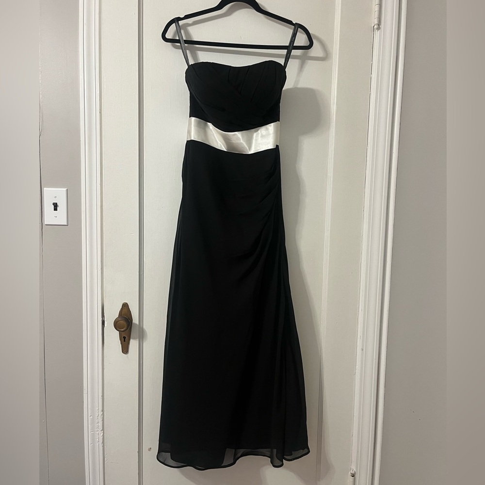Bill Levkoff Strapless Black Dress with White Accent